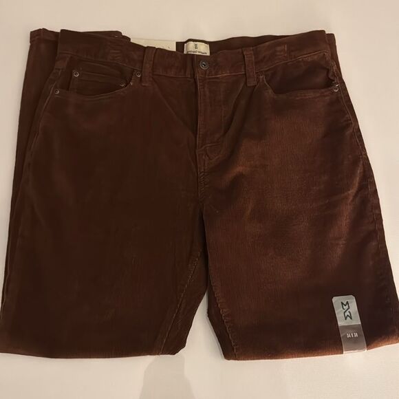 Corduroy Pants Mens 34 30 Brown Relaxed Taper Mutual Weave - Picture 3 of 4